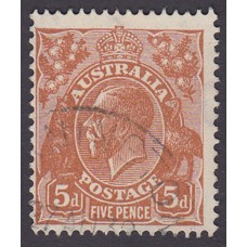 Australian    King George V    5d Brown   C of A WMK  Plate Variety 3R55..